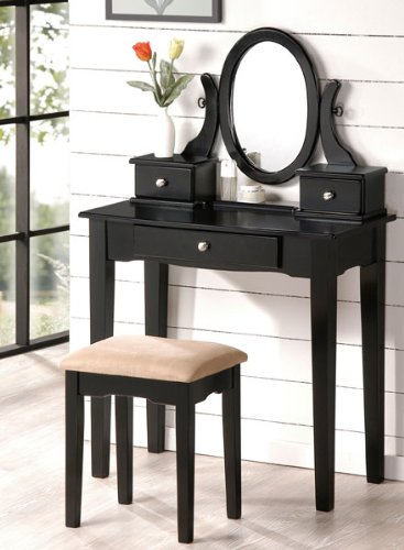 Black Vanity Set with Stool