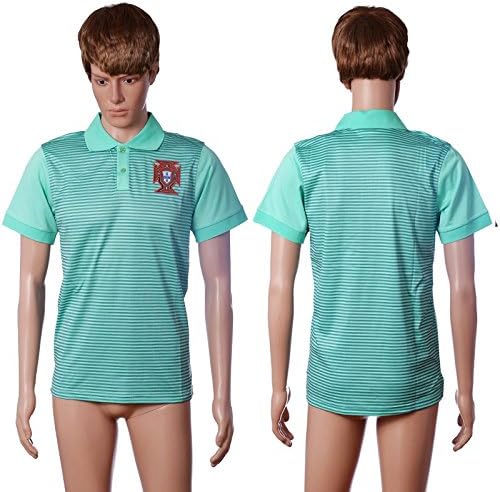 2016 Portugal Away Polo T-Shirt Mens Green Stripe Shirt S-XL
