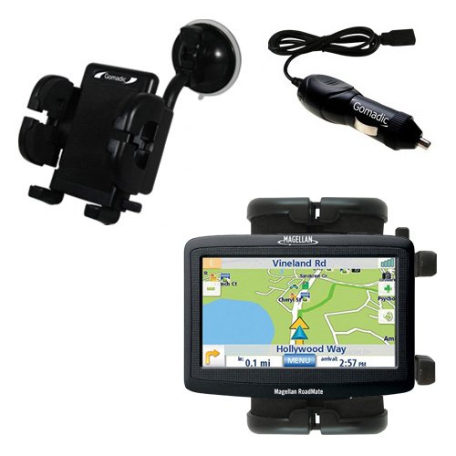 Magellan Roadmate 1412 Flexible Auto Windshield Holder with Car Charger - Uses Gomadic TipExchange
