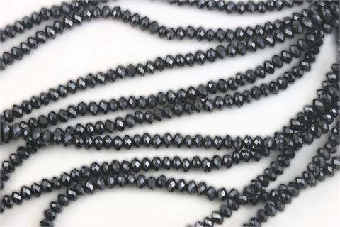 Chinese Crystal Glass Beads Faceted Rondelle 4mm Onyx Black [100 Beads] (3549)