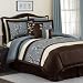 Lush Decor Cocoa Flower 8-Piece Comforter Set, Queen, Blue