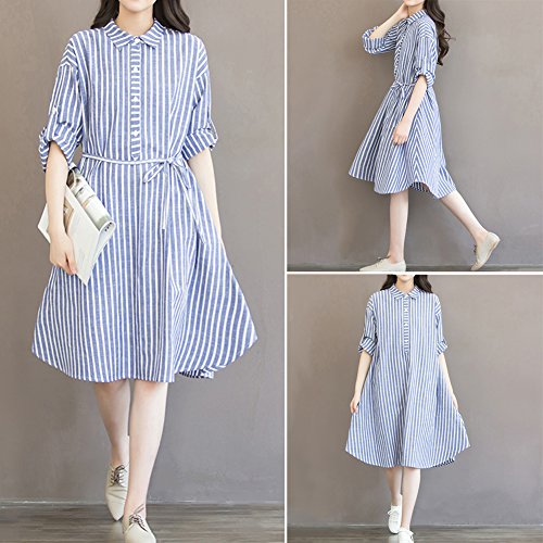 MIOIM® シャツ レディース フェミニン カジュアル トップス 長袖 縦縞 ゆとり さわやか 開襟シャツ 通勤 登校 ブラウス お出かけ お呼ばれ