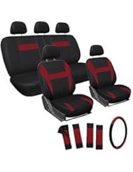 Automotive Parts and Accessories: OxGord Car Seat Covers - Mesh Fabric (Red / Black) (17 Piece) - OxGord