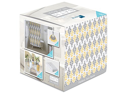 Indecor Home Bath in a Box 18-Piece Bathroom Set, Paisley, Grey Yellow