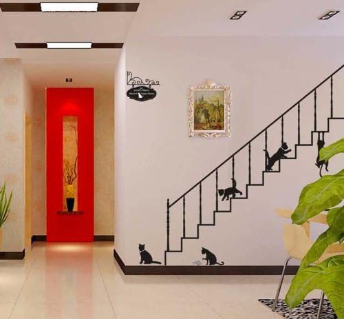stairs wall decals black cat stair railing stickers home wall decoration living room decor vinyl stickers by DongFan