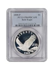 Coins: 2008 P US Bald Eagle Commemorative Proof Silver $1 PCGS PR69 DCAM