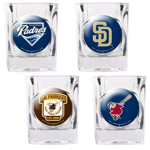 MLB San Diego Padres Four Piece Square Shot Glass Set (Individual Logos)