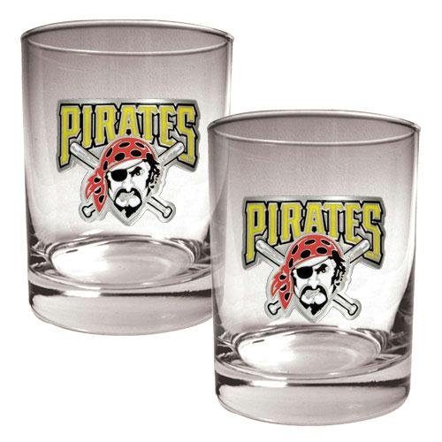 MLB Pittsburgh Pirates Two Piece Rocks Glass Set - Primary Logo
