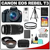 Canon EOS Rebel T3 Digital SLR Camera Body & EF-S 18-55mm IS II Lens with 7 ....