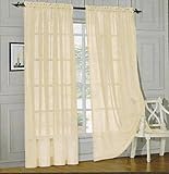 Elegant Comfort&reg; 2 Piece Solid Sheer 60" x 84" Window Curtains/drape/panels/treatment, Beige