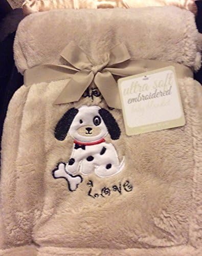 Ultra Soft Embroidered Dalmatian Puppy Love Baby Blanket by SL Baby Collection