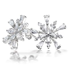 Cheap Christmas Gifts Bling Jewelry .925 Sterling Silver Teardrop Cubic Zirconia Snowflake Stud Earrings