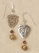 Sterling Silver Spiral, Picture Jasper and Swarovski Crystal Dangle Earrings