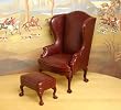 A Red Leather Footstool Dollhouse Miniature