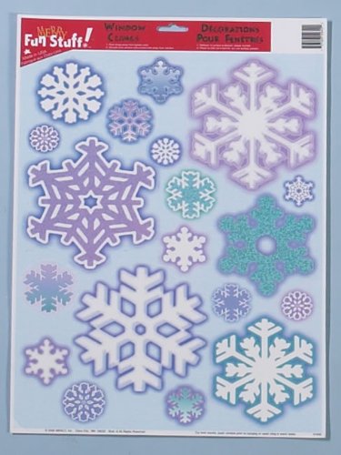 12x17 Snowflake Clings, Assorted Case of 24