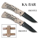 Ka-Bar Knives – Desert Mule Folder, Serrated, Black Blade, Tan Nylon Sheath