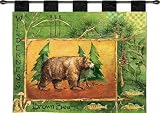 Review ArtExpression  / Brown Bear - Artist: Phillips - Fabric Size: 34.00 by 26.00 inches Wall Tapestry with hanging rods and tassels included