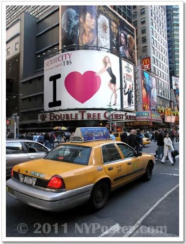Yellow Cabs on Times Square II, New York - 20 x 26 inch Art Giclee Photo Print Poster By Igor Maloratsky