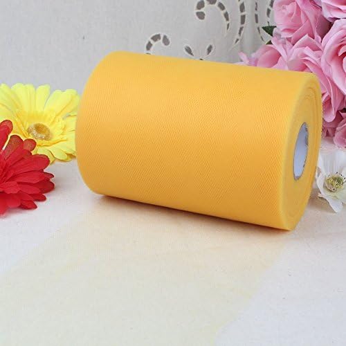 OneD 6 Inch x 100 Yards (300FT) Tulle Roll Spool Tutu Skirt Fabric Wedding Party Gift Bow Craft (Gold)