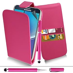 Samsung Galaxy Note 5 - Premium Leather Flip Wallet Case Cover Pouch + Screen Protector With Microfibre Polishing Cloth + Touch Screen Stylus Pen
