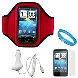 Red Premium Workout Armband with Adjustable Velcro Strap for AT&T HTC Inspi ....