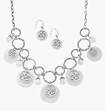 Avon Silvertone Mother-of-Pearl Link Necklace Gift Set