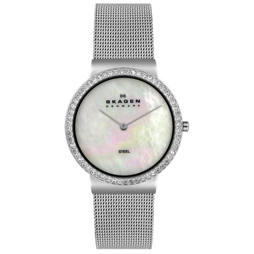 Skagen Women's 644LSS Crystal Accented Mesh Stainless Steel Watch
