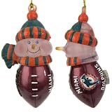 Pack of 4 Miami Dolphins 5" Light-Up Snowman Christmas Ornaments
