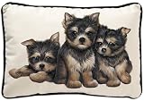 Fiddler's Elbow Yorkie Yorkshire Terrier Puppies Leslie Anderson Designer Decorative Dog Pillow