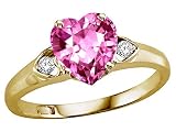 2.04 cts Lab Created Pink Sapphire and Genuine Diamond Ring - 14kt White or Yellow Gold