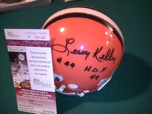 LEROY KELLY SIGNED AUTOGRAPHED MINI HELMET CLEVELAND BROWNS COA JSA