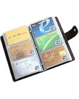 Boshiho&reg; Leather Credit Card Holder Business ID Card Case Book Style 90 Count Name Card Holder Book (Black)