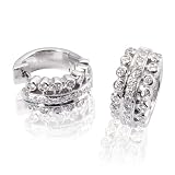18k White Gold Circle Hoop Huggies Diamond Earrings (D-E, SI, 0.62 carat)