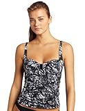 Calvin Klein Women's Python Shirred Tankini Swimsuit Top, Ck Black, 10