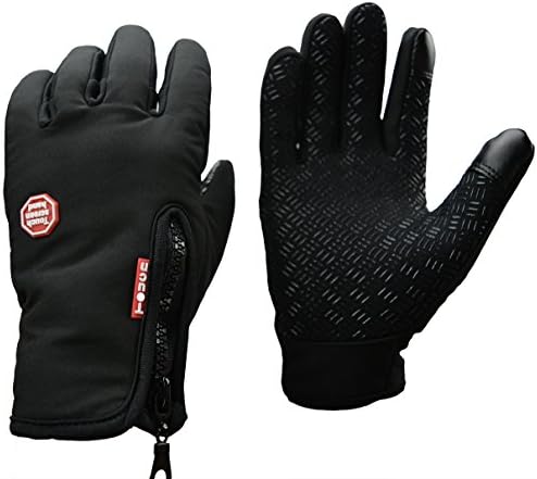 LinRin Outdoor Cycling Glove Touchscreen Smart Phone Gloves repel water well (L, black)