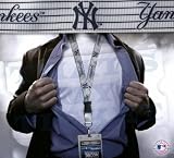 New York Yankees White Pinstripe Lanyard Ticket/Id Badge Holder Keychain