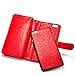 iPhone 6 Plus Wallet Case, Roybens 9 Card Slot PU Leather Wallet Case 2 in 1 Magnetic Detachable Back Cover Flip Case with Wrist Strap For Apple iPhone 6 6s Plus (5.5) Red
