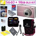Nikon Coolpix S640 12.2MP Digital Camera (Precious Pink) + 16GB Deluxe Accessory Kit