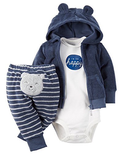 Carter's Baby Boys' 3 Piece Terry Cardigan Set (Baby) - Navy, 6M