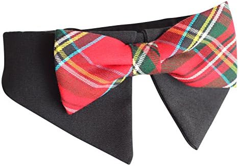 UsagiTeam BSC030S Pet Dog Royal Stewart Tuxedo Bowtie on Black Shirt Collar, Adjustable Handmade in USA, 8-10", Small