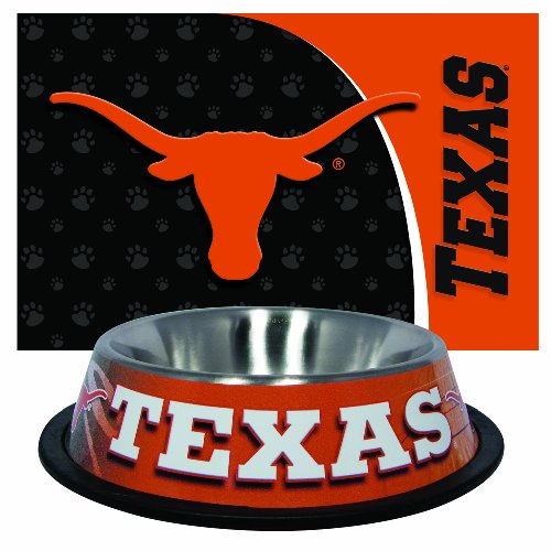Texas Longhorns Pet Bowl and Mat Combo