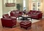 Leather Sofa Set - 4 Piece in Red Bycast Leather - Coaster