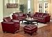 Leather Sofa Set - 4 Piece in Red Bycast Leather - Coaster