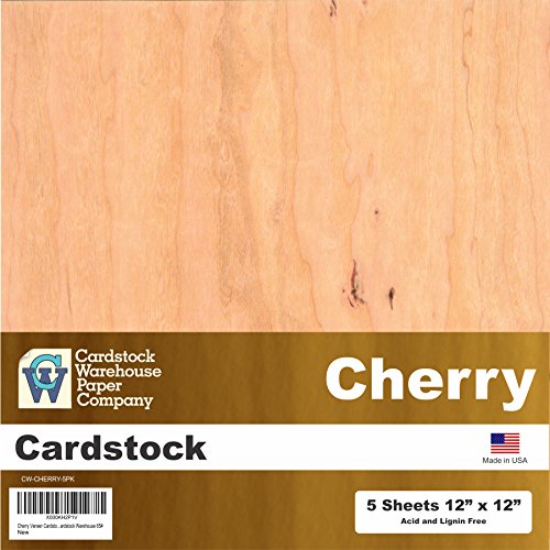 Cherry Veneer Cardstock 12" x 12" 5 Pack from Cardstock Warehouse 65#