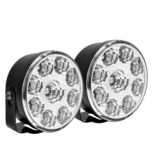 Ultra Bright White Round 12V 9 LED Flood Beam Work DRL Daytime Running Fog Light For Chevy Ford Charger Dodge GMC Denali