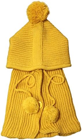 Bot Knit Cute Baby Girls boys Weave Knit Hat Cape Coat Scarf Set Shawl Cloak(C-Yellow)