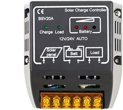 iYoukes 20A 12V/24V Solar Charge Controller Solar Panel Battery Regulator Safe Protection