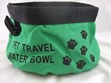 Pet Travel Water Bowl, Green, Collapsible Canvas, 89184