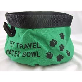 Pet Travel Water Bowl, Green, Collapsible Canvas, 89184