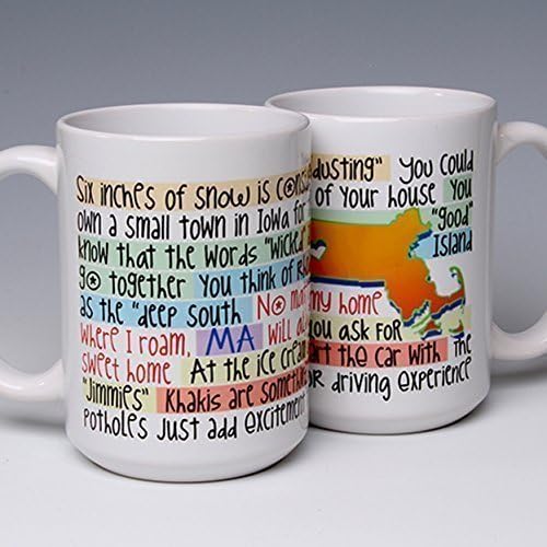 15 oz. Whimsical Ceramic Massachusetts State Coffee/Tea Mug ~ gifts to make you LOL